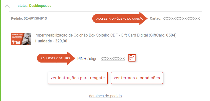 Detalhes do pedido Detalhes do pedido